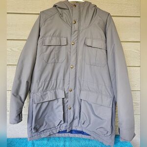Vintage 90's Woolrich Gray Full-Zip Snap Liner Hooded Cargo Jacket Men's Medium